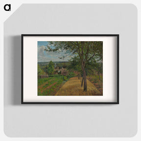 アートポスター-Line of Trees and Field on Hillside Overlooking Village - カミーユ ピサロ Poster.