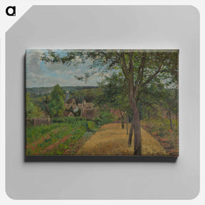 アートパネル-Line of Trees and Field on Hillside Overlooking Village - カミーユ ピサロ Canvas.