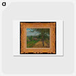 アートポストカード-Line of Trees and Field on Hillside Overlooking Village - カミーユ ピサロ Postcard.