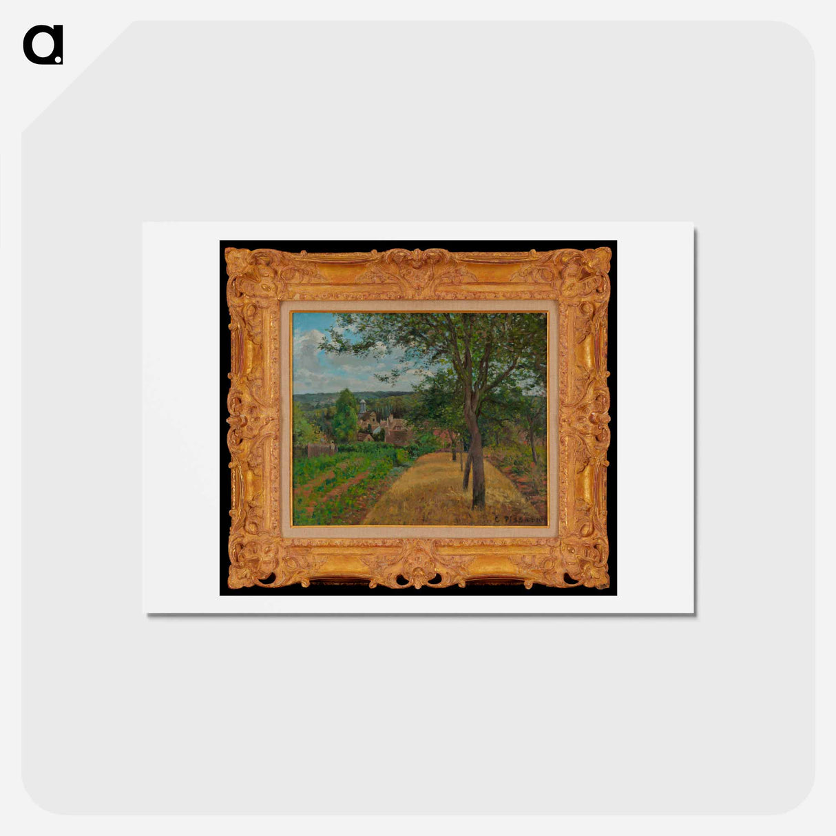 アートポストカード-Line of Trees and Field on Hillside Overlooking Village - カミーユ ピサロ Postcard.