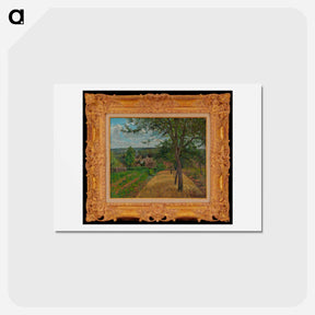 アートポストカード-Line of Trees and Field on Hillside Overlooking Village - カミーユ ピサロ Postcard.