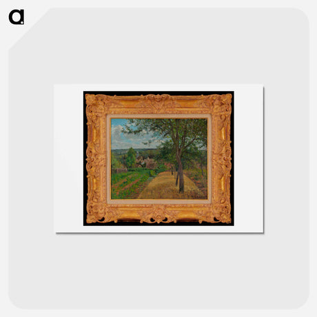 アートポストカード-Line of Trees and Field on Hillside Overlooking Village - カミーユ ピサロ Postcard.