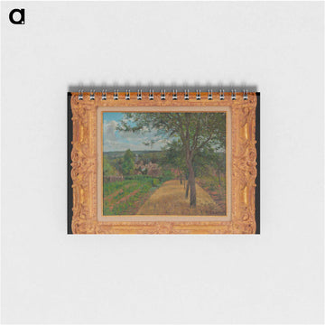 Line of Trees and Field on Hillside Overlooking Village - カミーユ ピサロ Memo.