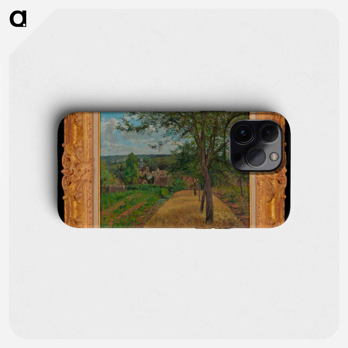 Line of Trees and Field on Hillside Overlooking Village - Camille Pissarro Phone Case.