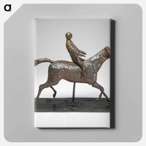 アートパネル-Horse with Jockey; Horse Galloping, Turning Head to the Right, Feet Not Touching the Ground - エドガー ドガ Canvas.