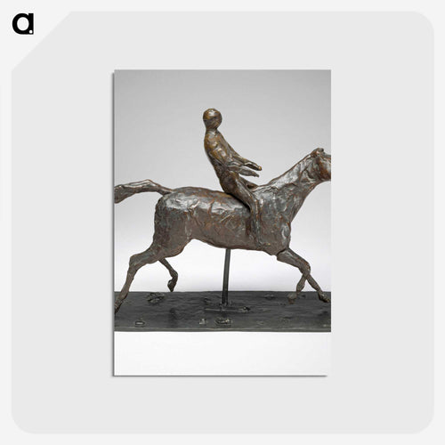 Horse with Jockey; Horse Galloping, Turning Head to the Right, Feet Not Touching the Ground - エドガー ドガ Postcard.