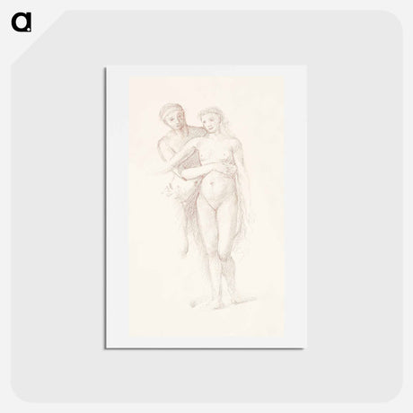 アートポストカード-The Fates: Study of the Lovers - エドワード バーン ジョーンズ Postcard.