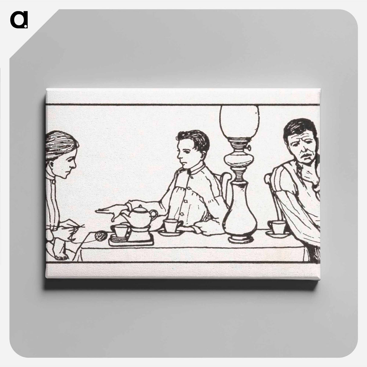 Three people in a dining room - Julie de Graag Canvas.