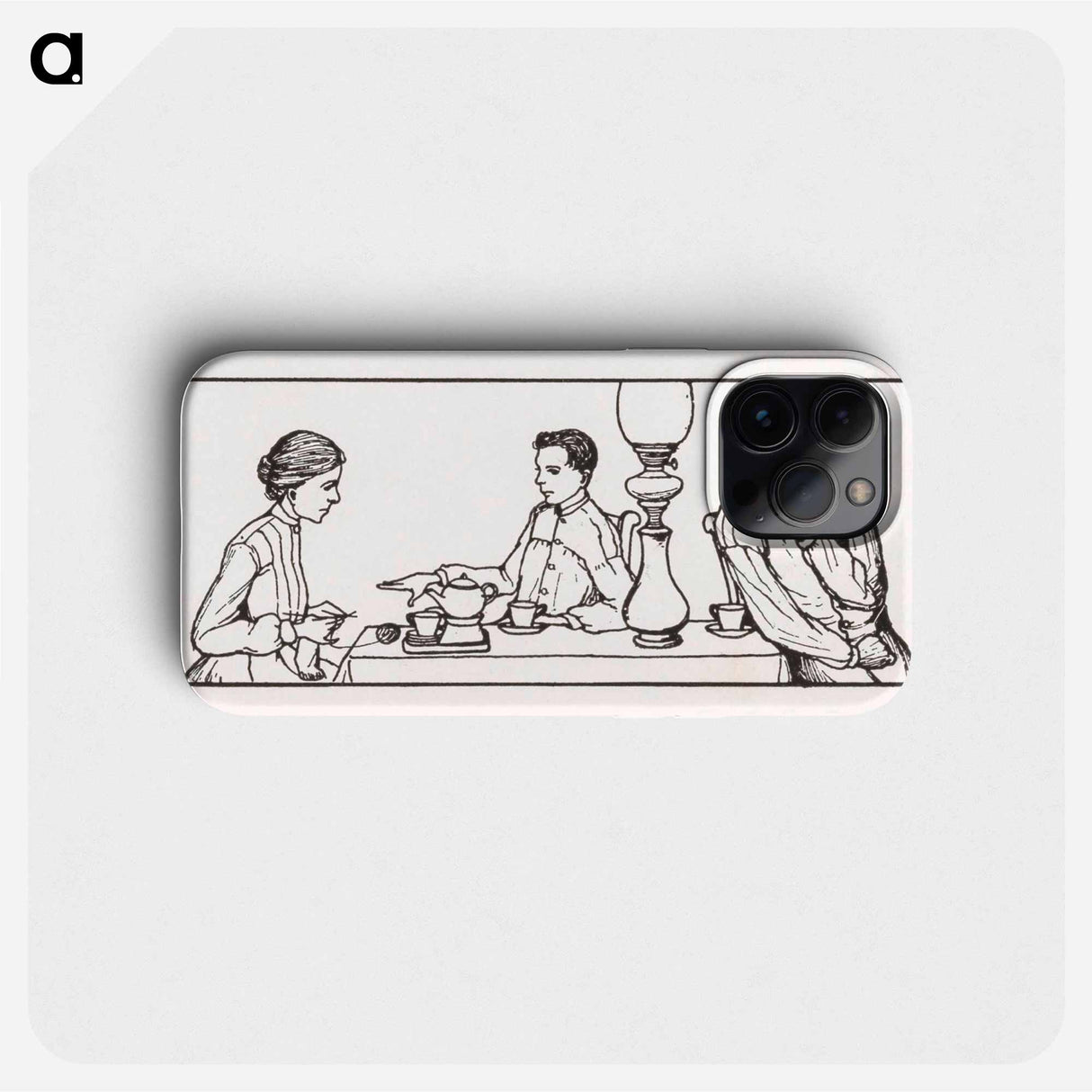 Three people in a dining room - Julie de Graag Phone Case.