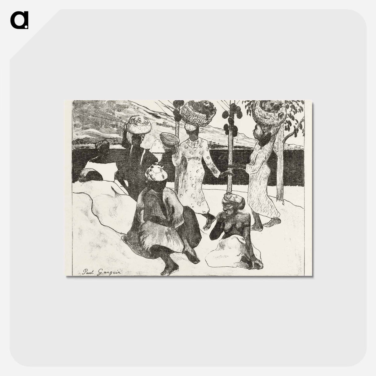アートポストカード-Seven Women on the Water in Martinique - ポール ゴーギャン Postcard.