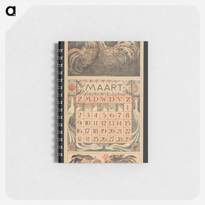アートメモ帳-Kalenderblad voor maart 1913 met hanen - テオ ヴァン ホイテマ Memo.
