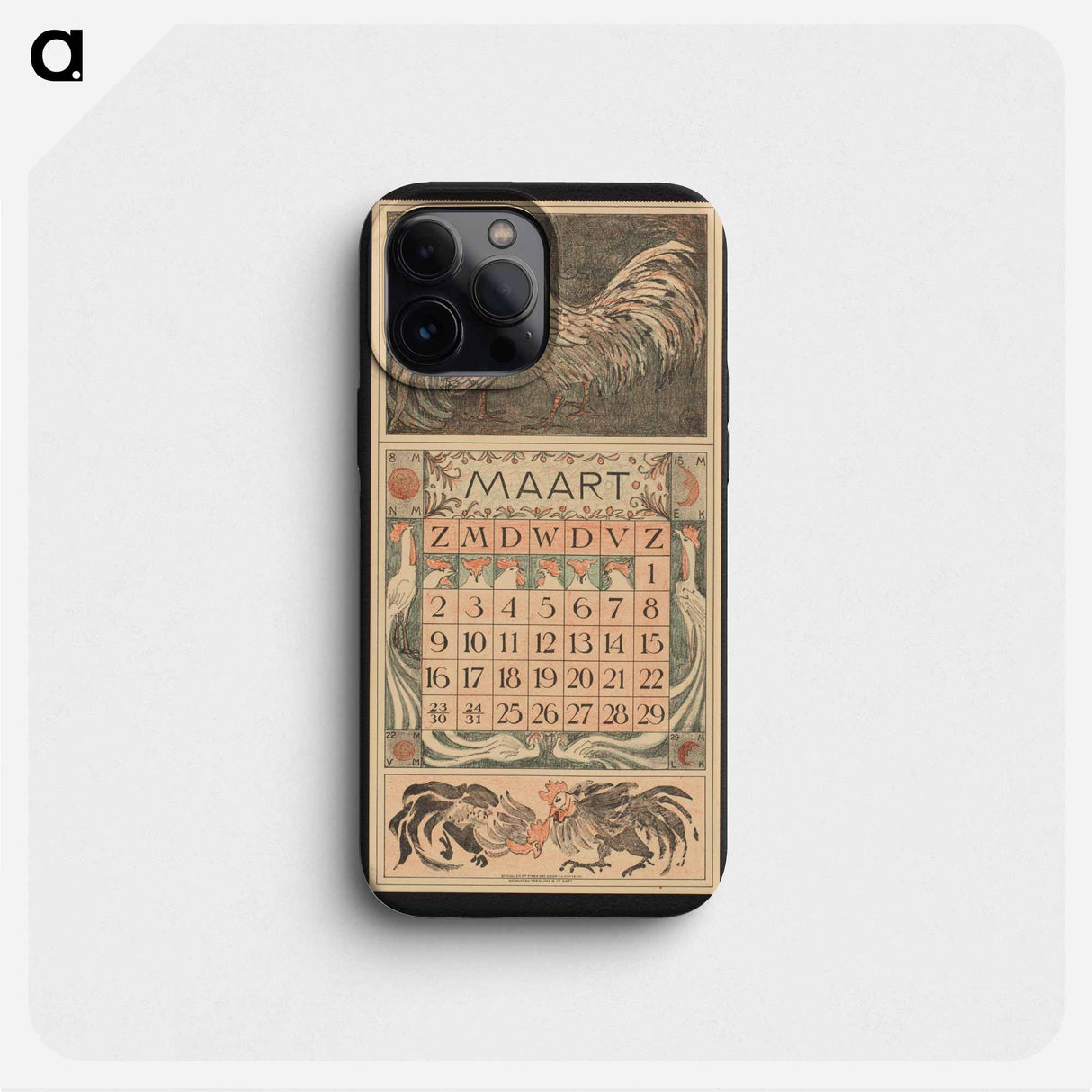 Kalenderblad voor maart 1913 met hanen - テオ ヴァン ホイテマ Phone Case.