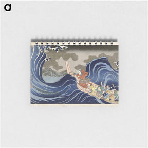 アートメモ帳-Nichiren conjures the waves at Kakuda during his exile to Sado vintage Japanese illustration by Utagawa Kuniyoshi - 歌川 国芳 Memo.