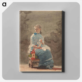 アートパネル-Young Woman Sewing - ウィンスロー ホーマー Canvas.