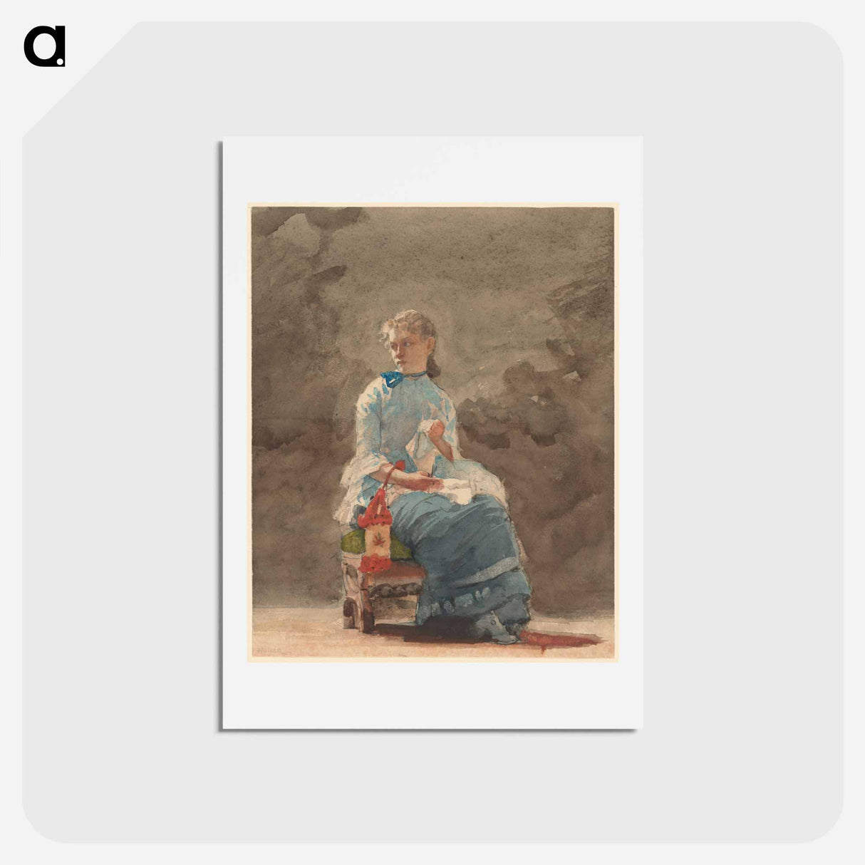 アートポストカード-Young Woman Sewing - ウィンスロー ホーマー Postcard.
