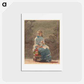 アートポストカード-Young Woman Sewing - ウィンスロー ホーマー Postcard.