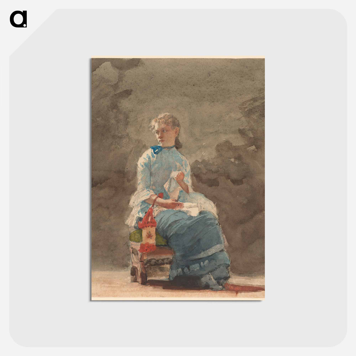 アートポストカード-Young Woman Sewing - ウィンスロー ホーマー Postcard.