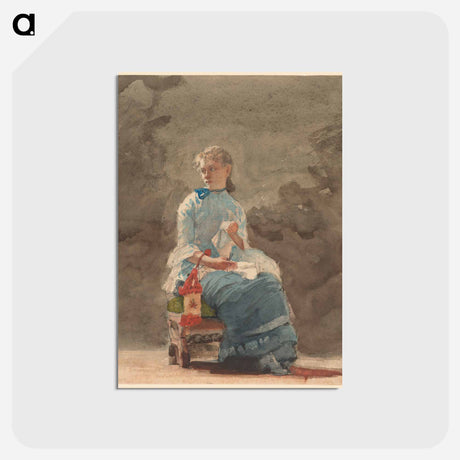 アートポストカード-Young Woman Sewing - ウィンスロー ホーマー Postcard.