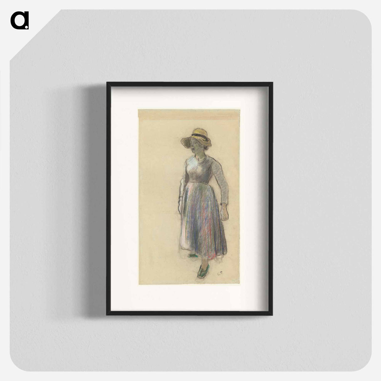 A Peasant Girl in a Straw Hat - Camille Pissarro Poster.