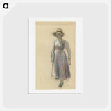アートポストカード-A Peasant Girl in a Straw Hat - カミーユ ピサロ Postcard.