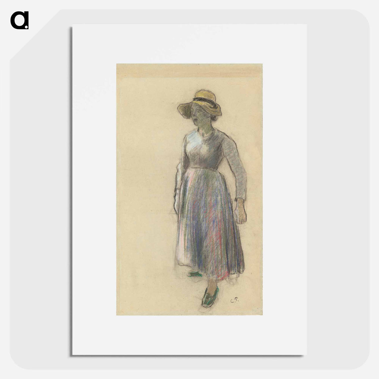 アートポスター-A Peasant Girl in a Straw Hat - カミーユ ピサロ Poster.