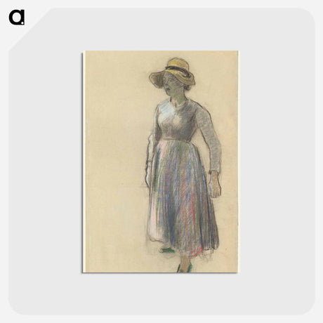 アートポストカード-A Peasant Girl in a Straw Hat - カミーユ ピサロ Postcard.
