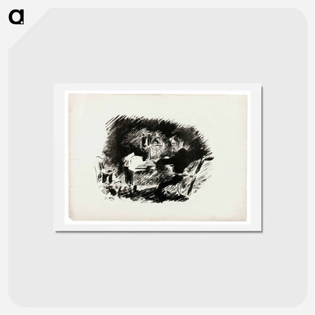 アートポストカード-Under the Lamp - エドゥアール マネ Postcard.