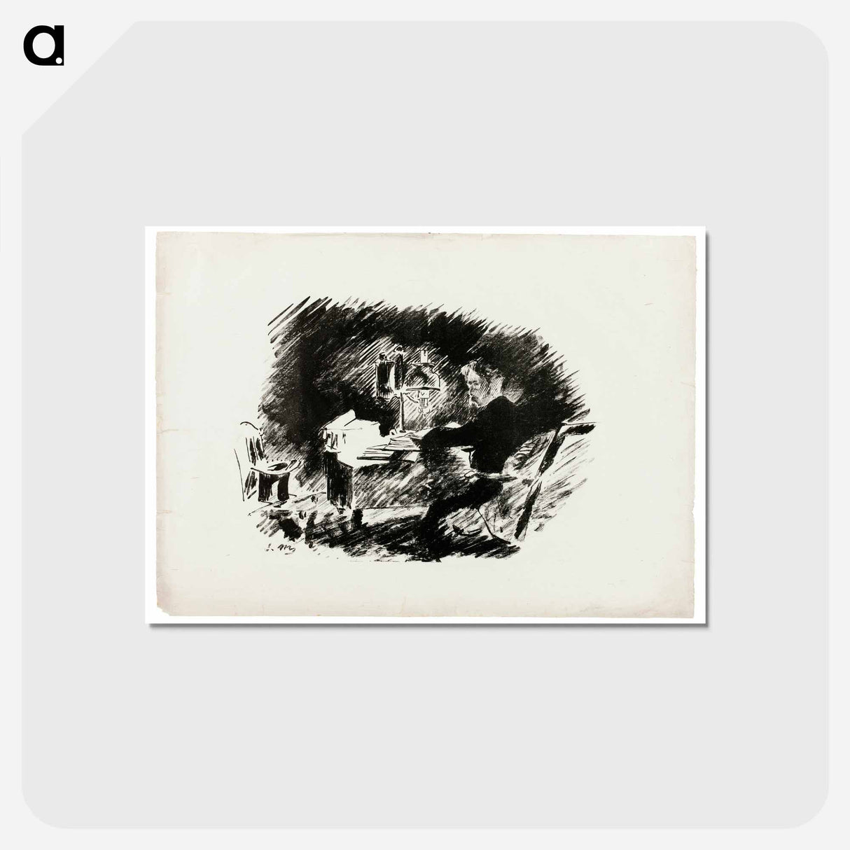 アートポストカード-Under the Lamp - エドゥアール マネ Postcard.