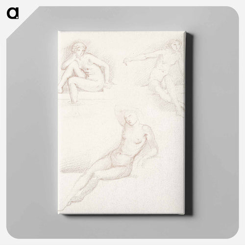Female Nude: Three Studies of a Seated Girl - エドワード バーン ジョーンズ Canvas.