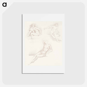 アートポストカード-Female Nude: Three Studies of a Seated Girl - エドワード バーン ジョーンズ Postcard.