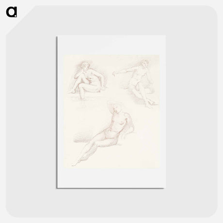 アートポストカード-Female Nude: Three Studies of a Seated Girl - エドワード バーン ジョーンズ Postcard.