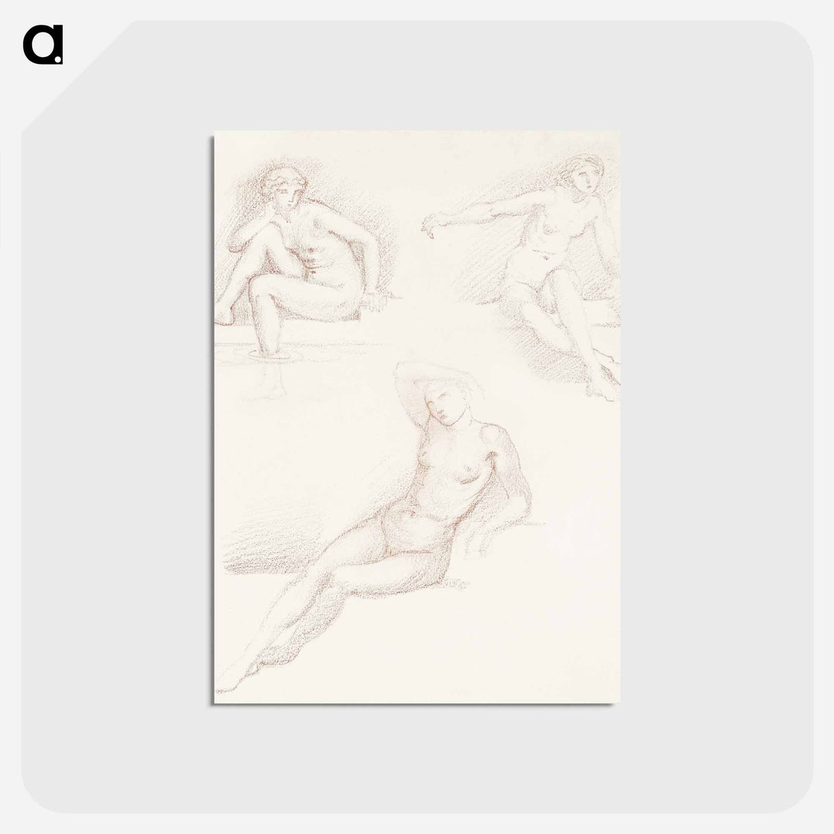 アートポストカード-Female Nude: Three Studies of a Seated Girl - エドワード バーン ジョーンズ Postcard.
