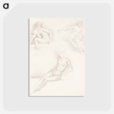 アートポストカード-Female Nude: Three Studies of a Seated Girl - エドワード バーン ジョーンズ Postcard.