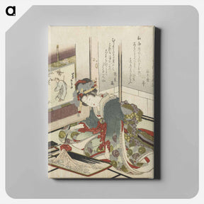 アートパネル-A comparison of Genroku poems and shells - 葛飾 北斎 Canvas.