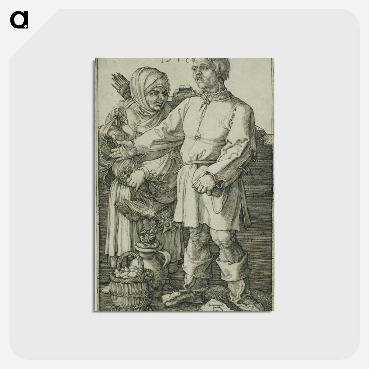 アートポストカード-The Peasant and His Wife at Market - アルブレヒト デューラー Postcard.