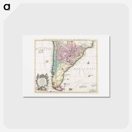 アートポストカード-Kaart van het zuidelijke deel van Zuid-Amerika - アンティーク地図 Postcard.