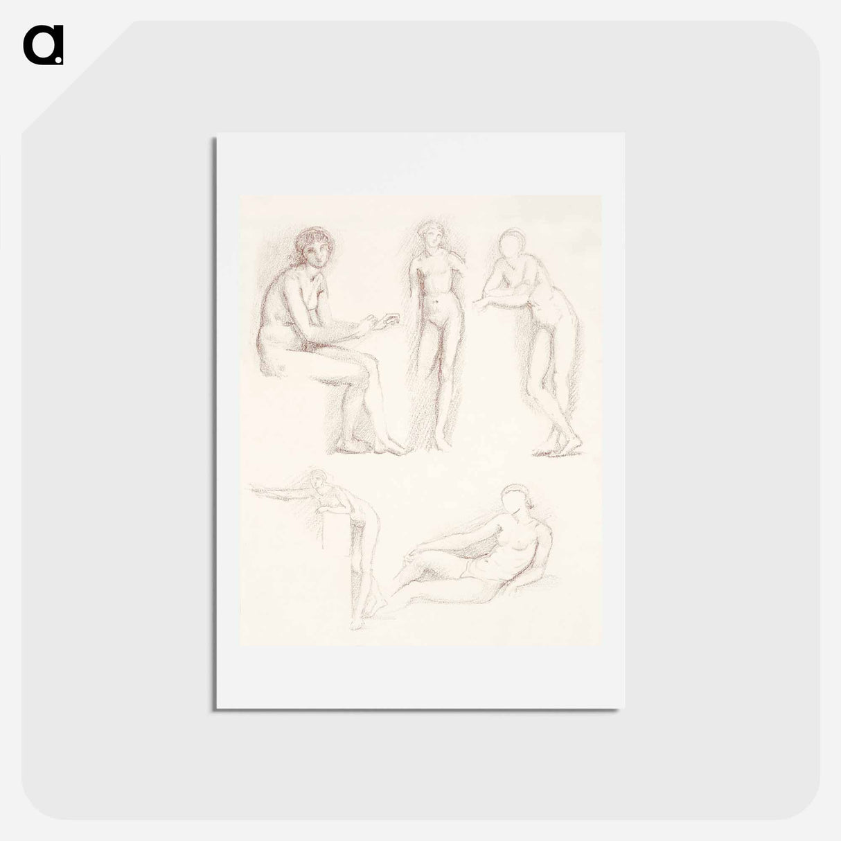 アートポストカード-Female Nude: Five Studies - エドワード バーン ジョーンズ Postcard.