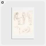 アートポストカード-Female Nude: Five Studies - エドワード バーン ジョーンズ Postcard.