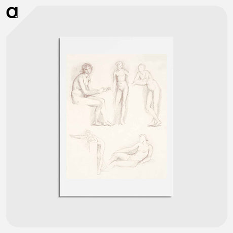 アートポストカード-Female Nude: Five Studies - エドワード バーン ジョーンズ Postcard.