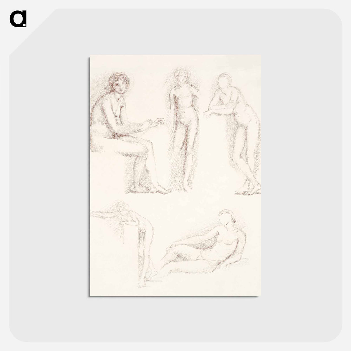 アートポストカード-Female Nude: Five Studies - エドワード バーン ジョーンズ Postcard.