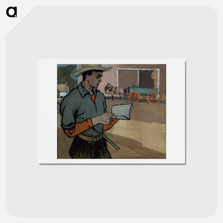 アートポストカード-Farmer consulting Farmers' Almanac by Edward Penfield - エドワード ペンフィールド Postcard.
