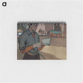 アートメモ帳-Farmer consulting Farmers' Almanac by Edward Penfield - エドワード ペンフィールド Memo.