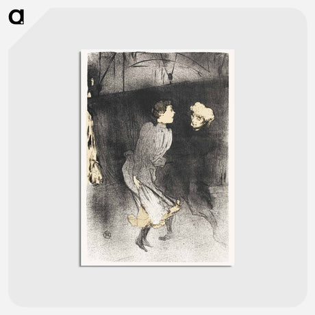 アートポストカード-Rehearsal at the Folies-Bergère, Emilenne D’Alençon and Mariquita - アンリ ド トゥールーズ ロートレック Postcard.