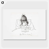 Girl sitting at a table with her head bent over an open book - ユリー デ フラーハ Poster.