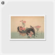 アートポストカード-Cock, Hen, and Nadeshiko - 葛飾 北斎 Postcard.