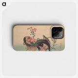 Cock, Hen, and Nadeshiko - Katsushika Hokusai Phone Case.