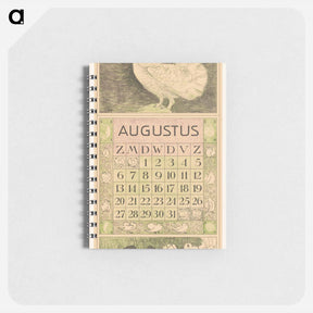 アートメモ帳-Kalenderblad augustus met witte duif - テオ ヴァン ホイテマ Memo.