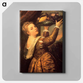 アートパネル-Girl with a Basket of Fruits (Lavinia) - ティツィアーノ ヴェチェッリオ Canvas.