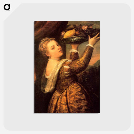 アートポストカード-Girl with a Basket of Fruits (Lavinia) - ティツィアーノ ヴェチェッリオ Postcard.