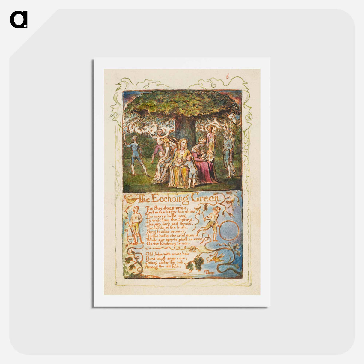 アートポストカード-Songs of Innocence and of Experience: The Ecchoing Green - ウィリアム ブレイク Postcard.
